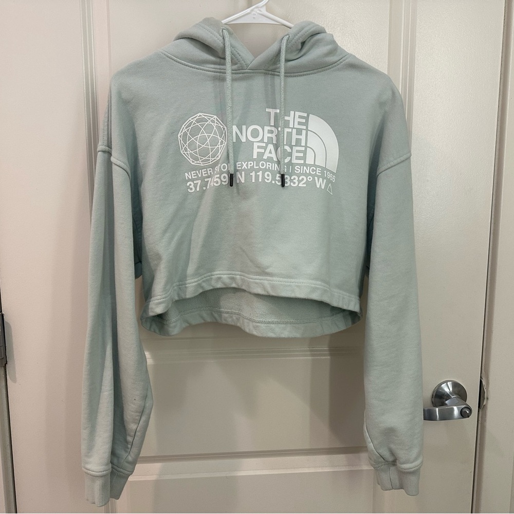 The north face cropped hoodie mint green